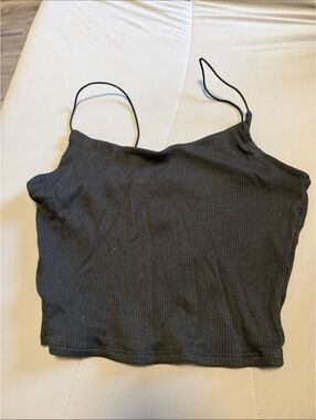 Garage Black Ribbed Spaghetti Strap Camisole
